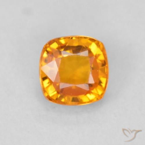 0.63ct Natural Bright Orange Sapphire, Cushion, VVS