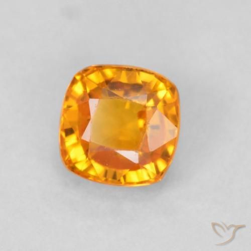 0.63 ct Orange Sapphire Stone, Natural Sapphire in Cushion-Cut Shape for Sale