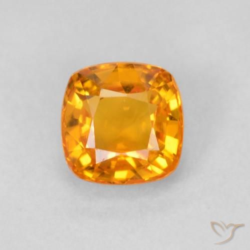 0.65ct Natural Bright Orange Sapphire, Cushion, VVS
