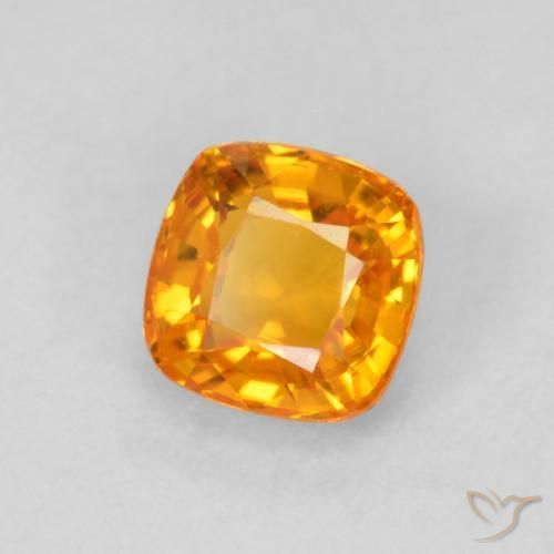 0.65 ct Orange Sapphire Stone, Natural Sapphire in Cushion-Cut Shape for Sale