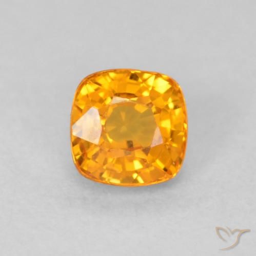 0.56ct Natural Bright Orange Sapphire, Cushion, VVS