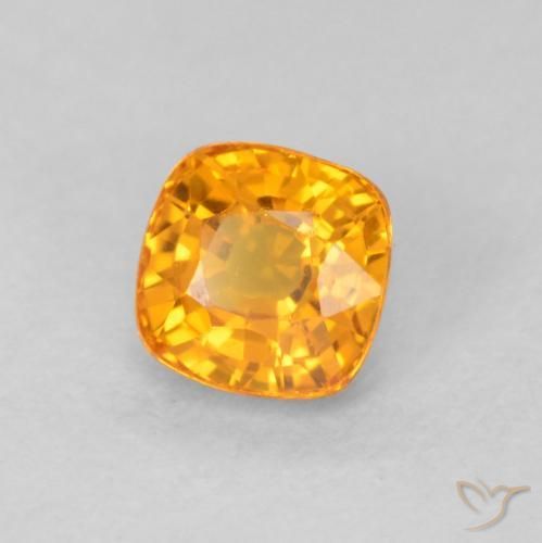 0.56 ct Orange Sapphire Stone, Natural Sapphire in Cushion-Cut Shape for Sale