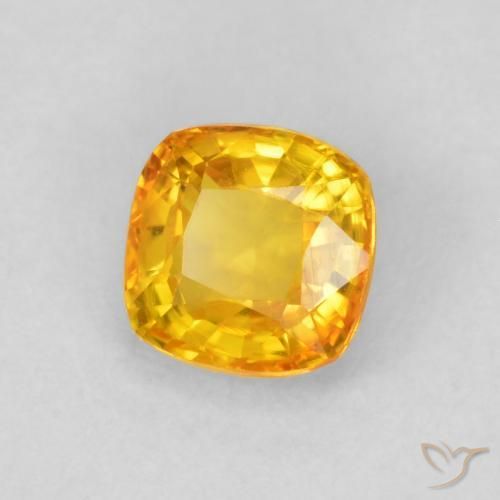 0.65 ct Golden Sapphire Stone, Natural Sapphire in Cushion-Cut Shape for Sale