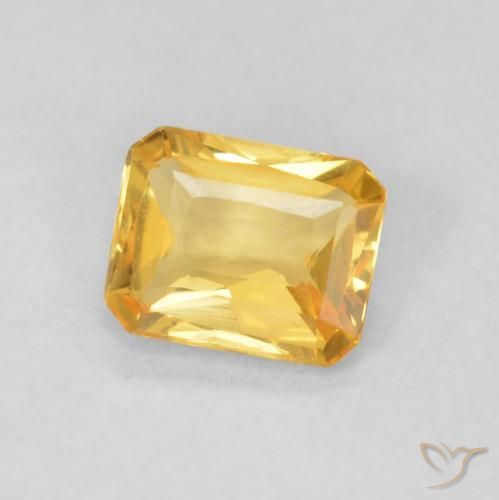 0.44 ct Golden Sapphire Stone, Natural Sapphire in Octagon / Scissor Cut Shape for Sale