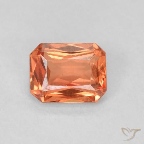 0.55ct Natural Orange Red Sapphire, Emerald Cut, VS
