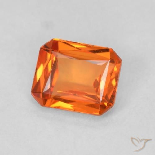 0.54 ct Orange Sapphire Stone, Natural Sapphire in Octagon / Scissor Cut Shape for Sale