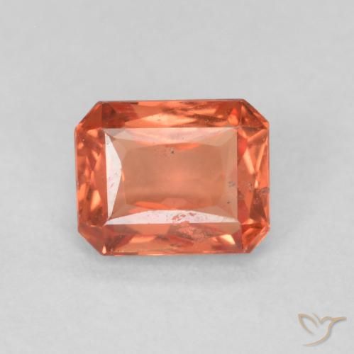 0.59ct Natural Orange Red Sapphire, Emerald Cut, VS-SI
