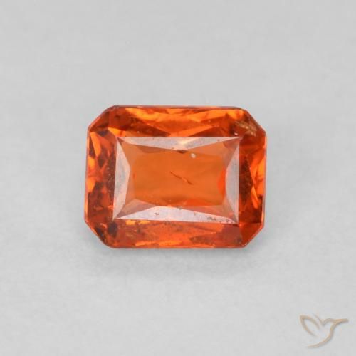 0.47ct Natural Amber Orange Sapphire, Emerald Cut, SI