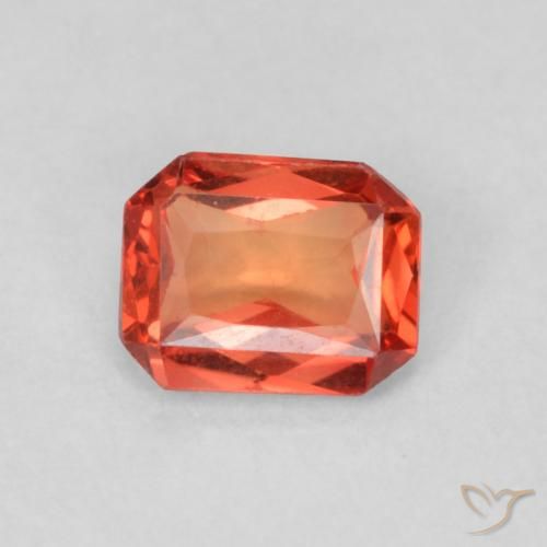 0.49ct Natural Reddish Orange Sapphire, Emerald Cut, VS
