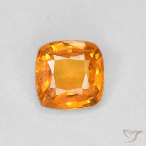 0.49ct Natural Bright Orange Sapphire, Cushion, VS