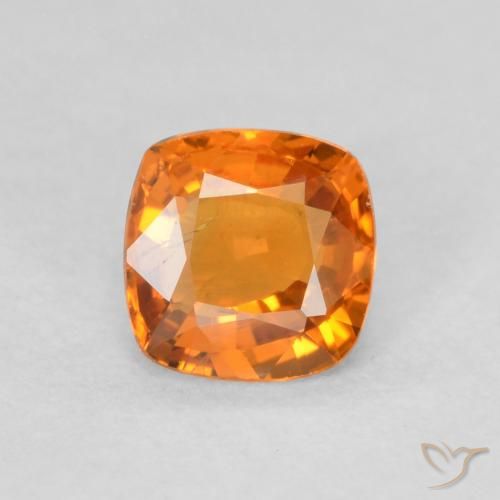 0.56ct Natural Bright Orange Sapphire, Cushion, VS