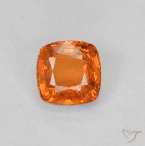0.49ct Natural Amber Orange Sapphire, Cushion, VS