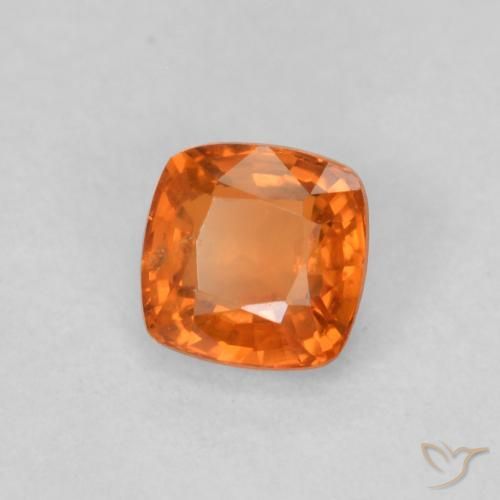 0.49 ct Orange Sapphire Stone, Natural Sapphire in Cushion-Cut Shape for Sale
