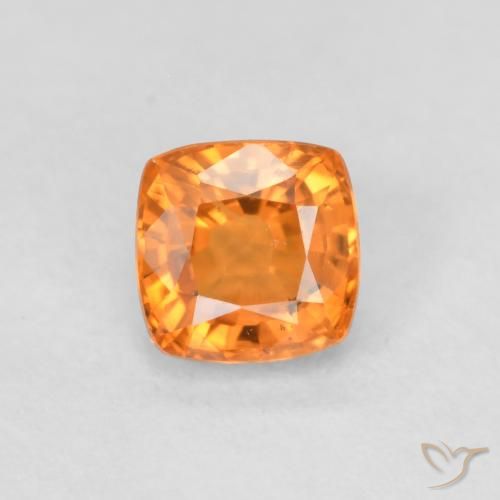 0.53ct Natural Amber Orange Sapphire, Cushion, VS