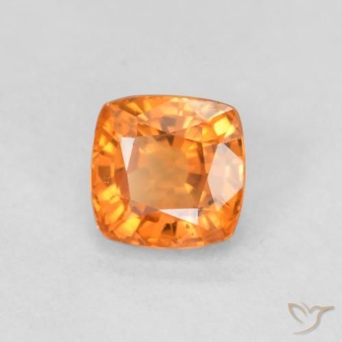 0.53 ct Orange Sapphire Stone, Natural Sapphire in Cushion-Cut Shape for Sale