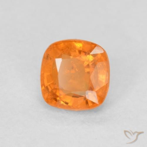 0.55 ct Orange Sapphire Stone, Natural Sapphire in Cushion-Cut Shape for Sale