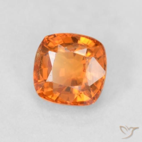 0.67 ct Orange Sapphire Stone, Natural Sapphire in Cushion-Cut Shape for Sale