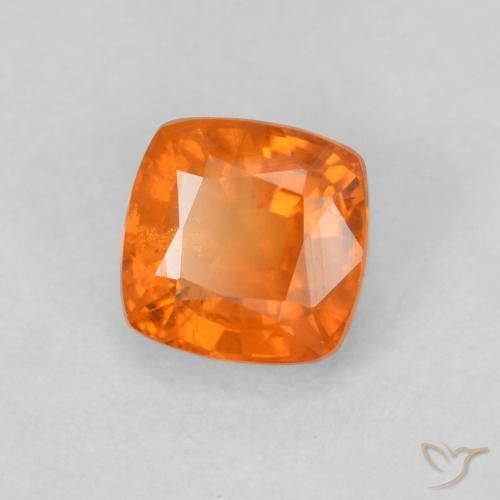 0.70 ct Orange Sapphire Stone, Natural Sapphire in Cushion-Cut Shape for Sale