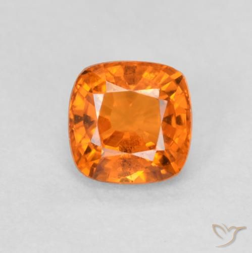 0.65ct Natural Medium Orange Sapphire, Cushion, VS