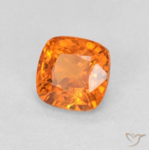 0.65 ct Orange Sapphire Stone, Natural Sapphire in Cushion-Cut Shape for Sale