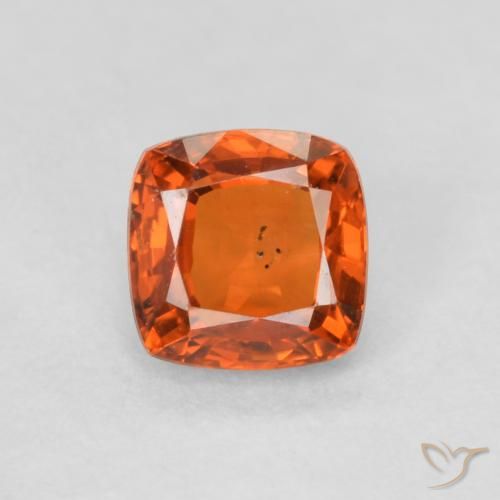 0.60ct Natural Reddish Orange Sapphire, Cushion, VS