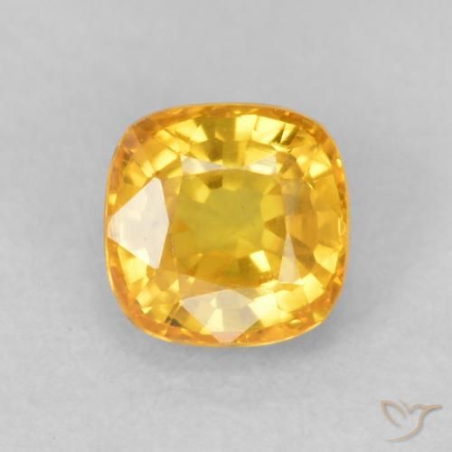0.64ct Natural Golden Orange Sapphire, Cushion, VVS-VS