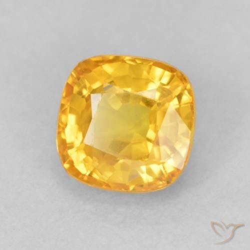 0.64 ct Golden Sapphire Stone, Natural Sapphire in Cushion-Cut Shape for Sale