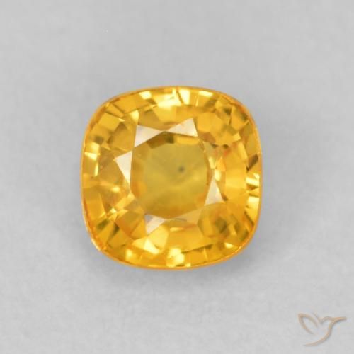 0.56ct Natural Golden Orange Sapphire, Cushion, VVS-VS