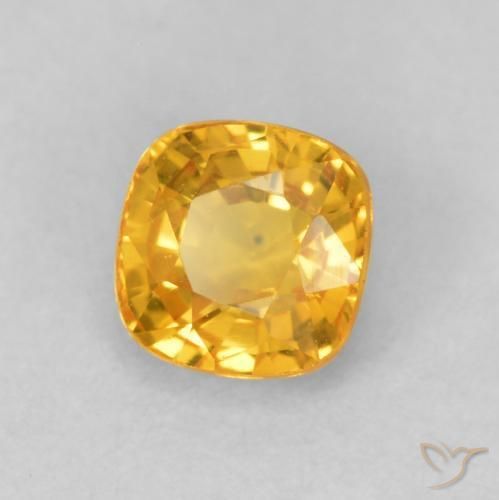 0.56 ct Golden Sapphire Stone, Natural Sapphire in Cushion-Cut Shape for Sale