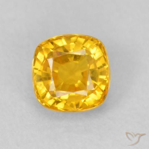 0.60ct Natural Golden-Orange Sapphire, Cushion, VVS-VS