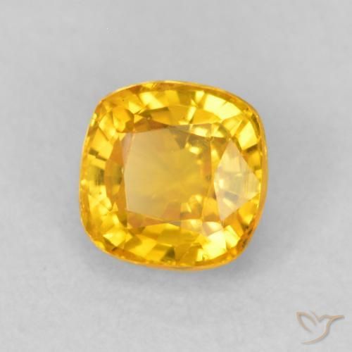 0.60 ct Golden Sapphire Stone, Natural Sapphire in Cushion-Cut Shape for Sale