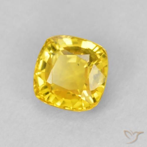 0.54 ct Yellow Sapphire Stone, Natural Sapphire in Cushion-Cut Shape for Sale
