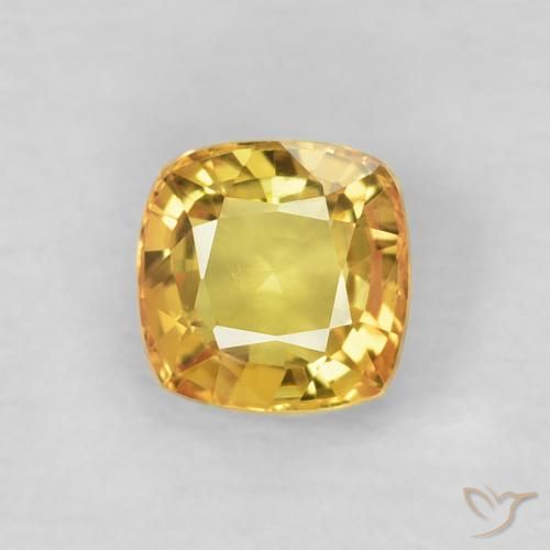 0.60 ct Yellow Sapphire Gemstone, Sapphire Gem in Cushion-Cut Shape for Sale.