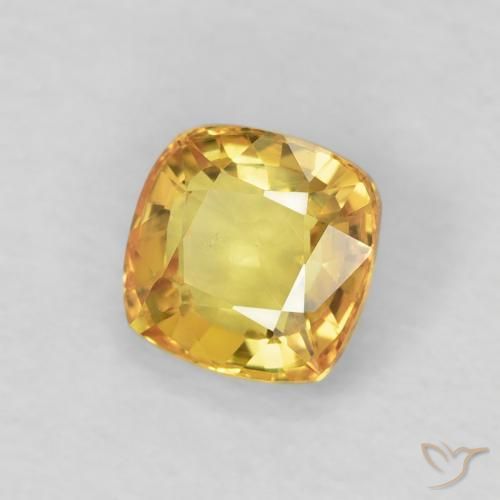 0.60 ct Yellow Sapphire Stone, Natural Sapphire in Cushion-Cut Shape for Sale