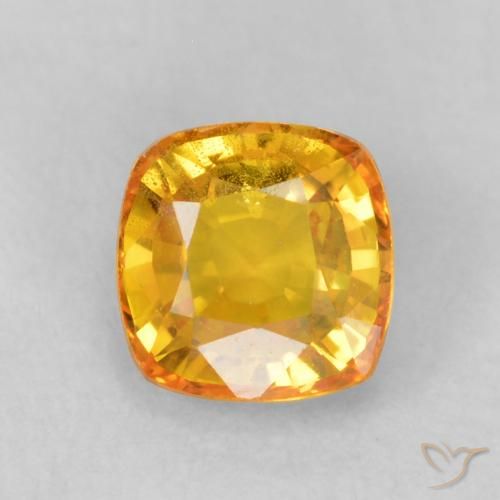 0.68ct Natural Medium Orange Sapphire, Cushion, VS-SI