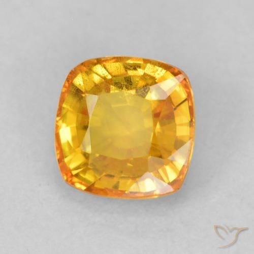 0.68 ct Golden Sapphire Stone, Natural Sapphire in Cushion-Cut Shape for Sale