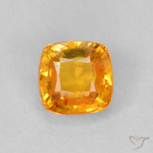 0.52ct Natural Orange-Gold Sapphire, Cushion, VVS-VS