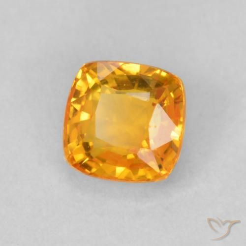 0.52 ct Golden Sapphire Stone, Natural Sapphire in Cushion-Cut Shape for Sale