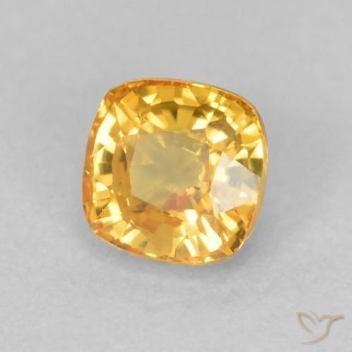0.63 ct Golden Sapphire Stone, Natural Sapphire in Cushion-Cut Shape for Sale