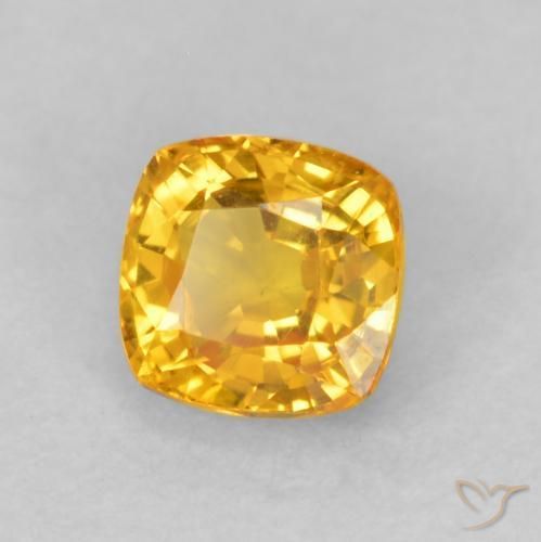0.60 ct Golden Sapphire Stone, Natural Sapphire in Cushion-Cut Shape for Sale