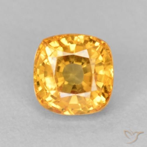 0.73ct Natural Medium Orange Sapphire, Cushion, VVS-VS