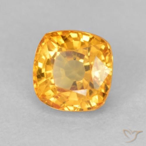 0.73 ct Golden Sapphire Stone, Natural Sapphire in Cushion-Cut Shape for Sale