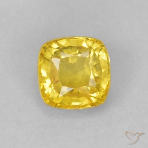 0.50ct Natural Medium Yellow Sapphire, Cushion, VVS-VS