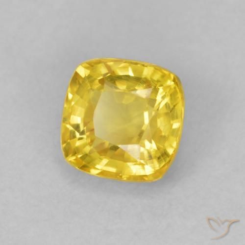 0.50 ct Yellow Sapphire Stone, Natural Sapphire in Cushion-Cut Shape for Sale