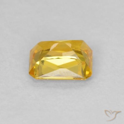 Sapphire Gemstone in 4.7 x 3.9 mm Size for Sale, Sapphire Stone in Golden-Orange Color