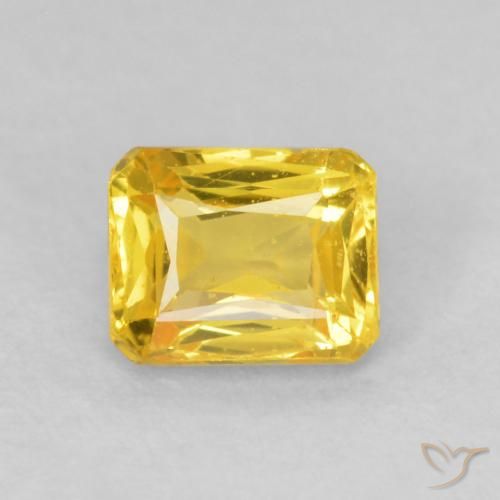 0.71ct Natural Deep Yellow Sapphire, Emerald Cut, VVS-VS