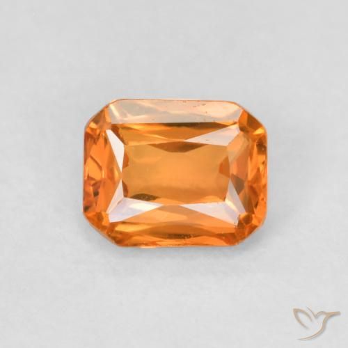 0.53ct Natural Medium Orange Sapphire, Emerald Cut, VVS
