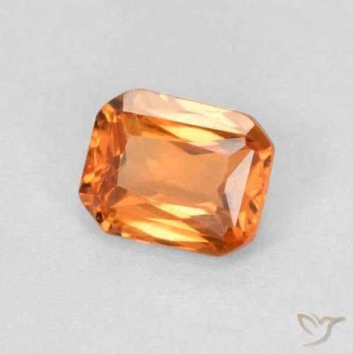 0.53 ct Orange Sapphire Stone, Natural Sapphire in Octagon / Scissor Cut Shape for Sale