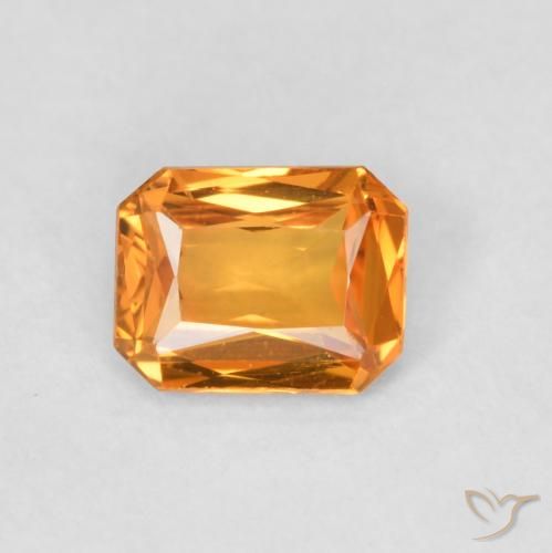 0.45ct Natural Medium Orange Sapphire, Emerald Cut, VVS-VS