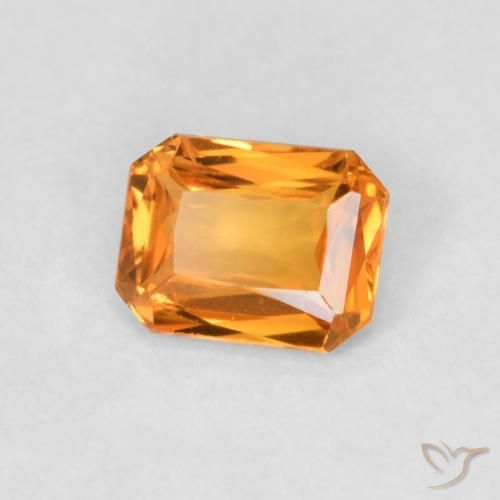 0.45 ct Orange Sapphire Stone, Natural Sapphire in Octagon / Scissor Cut Shape for Sale